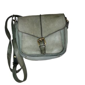 Anthropologie Cut and Paste Sage Green Leather Crossbody Handbag